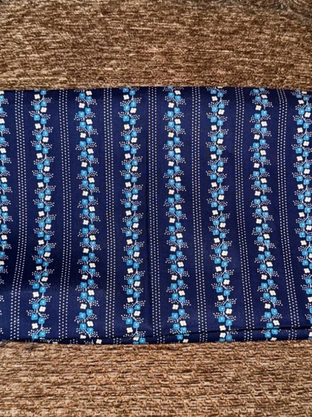 Original 70s Vintage Fabric - 1.75 Yards Navy Blue Ditsy Floral Fabric Calico